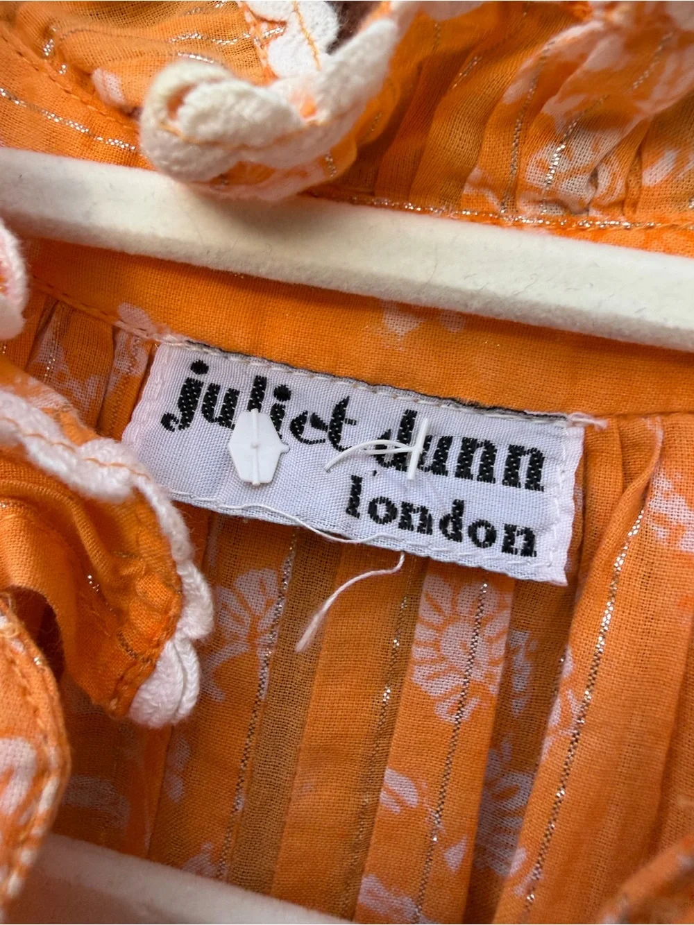Juliet Dunn London Dress Floral Cotton Blend MIni Bow Ruffle